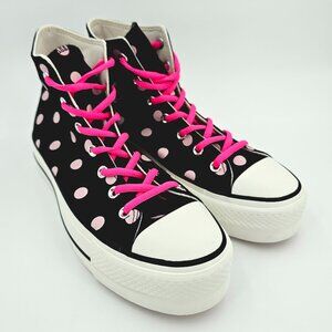 Converse Chuck Taylor Lift Platform High Top Black Pink Polka Dot Womens Size 10
